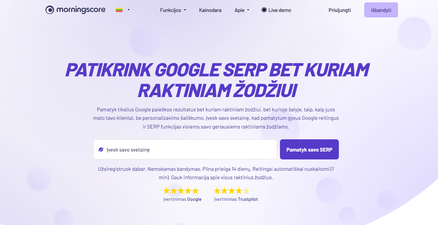 serp tikrintuvas „morningscore“