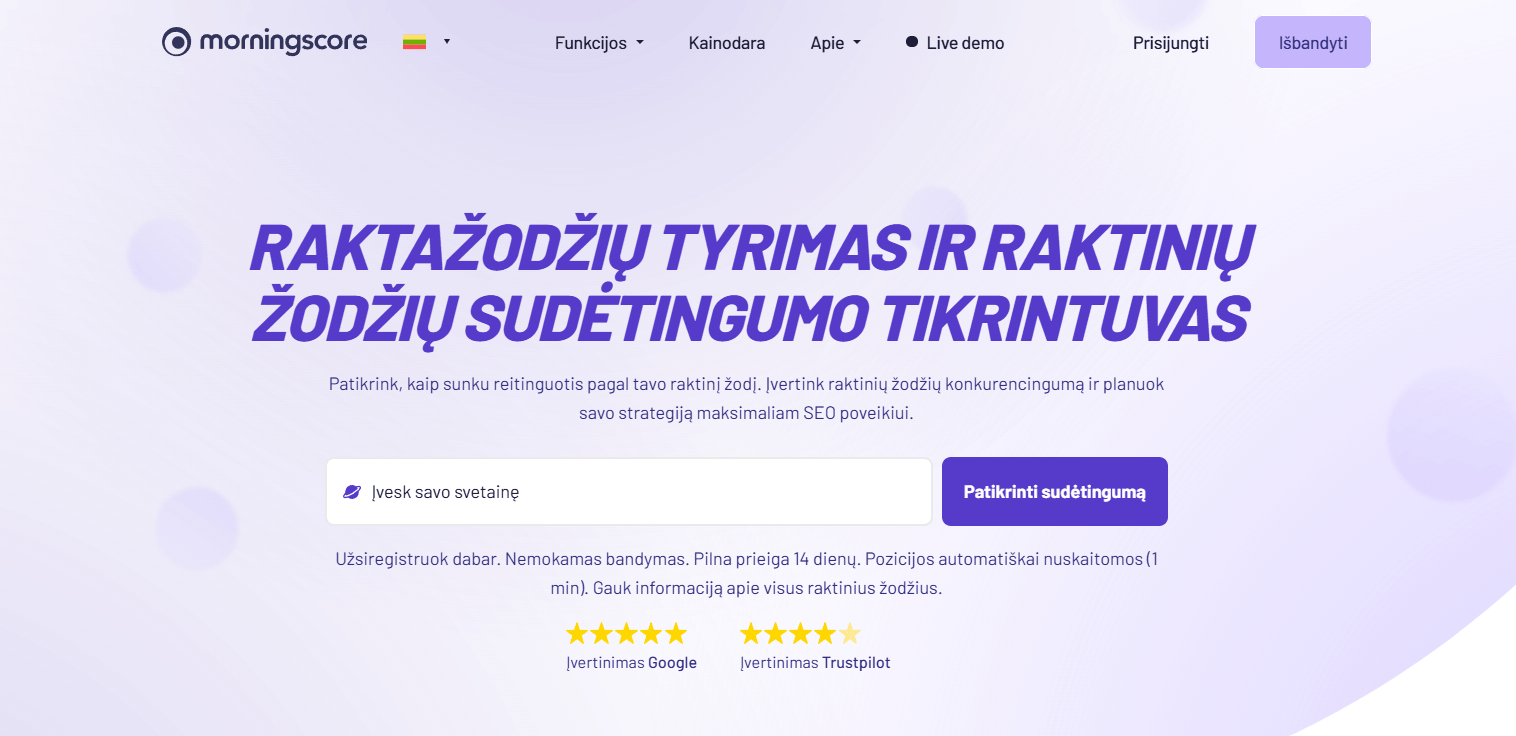 Raktažodžių tyrimas ir raktinių žodžių sudėtingumo tikrintuvas