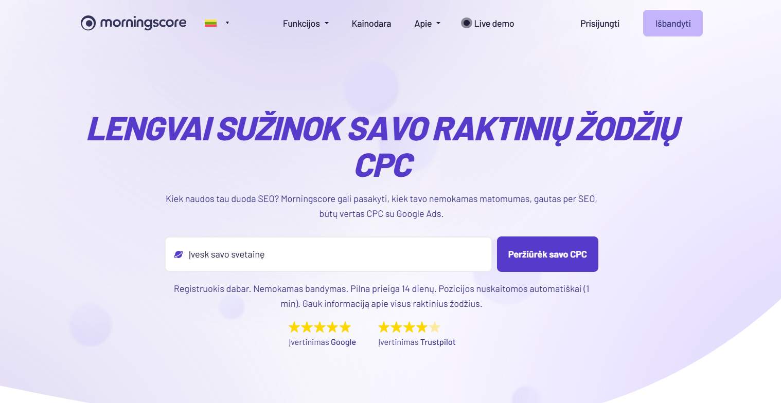raktinių žodžių CPC
