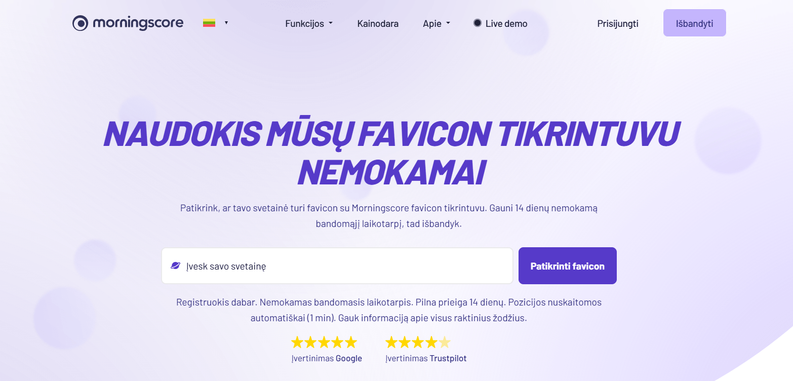„Morningscore“ favicon tikrintuvas