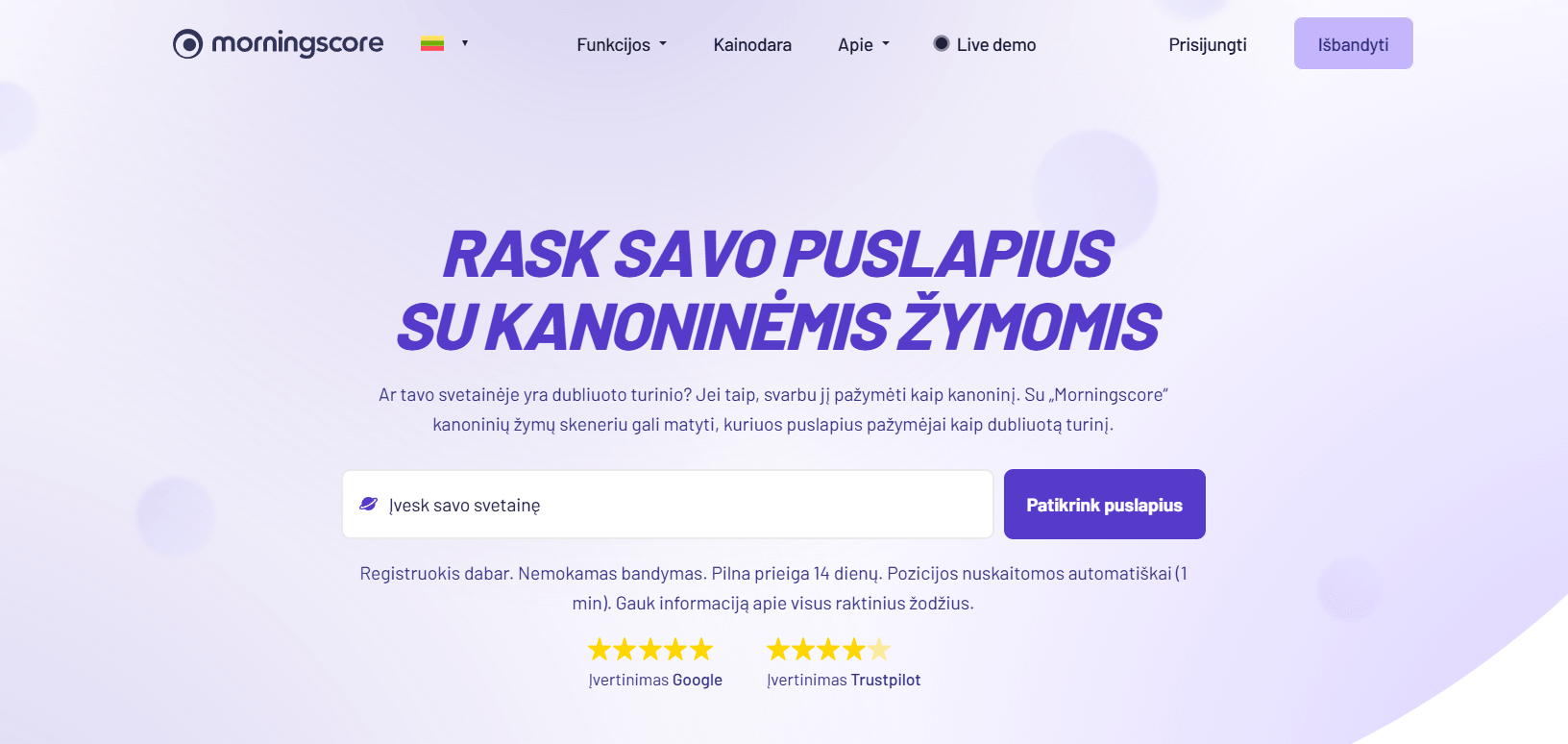 „Morningscore“ kanoninių žymių skaitytuvas