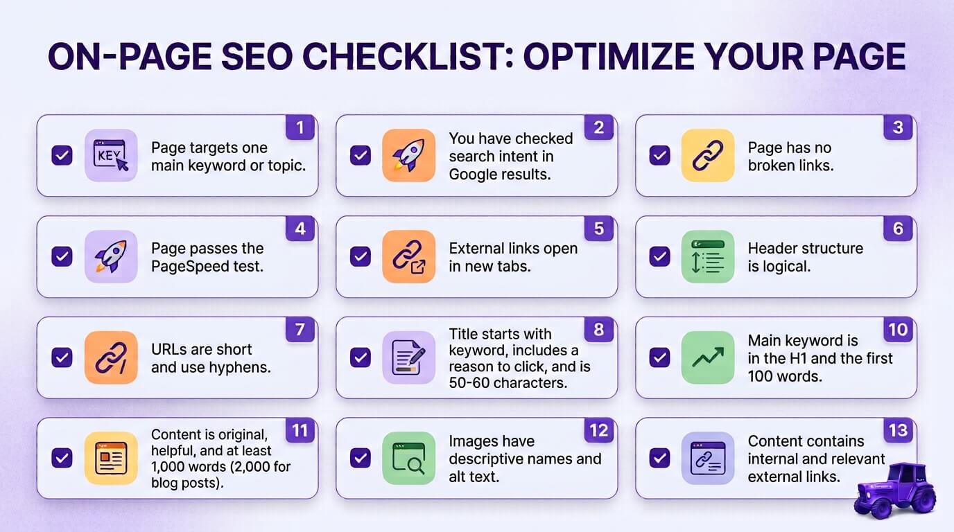 On-Page SEO checklist to get website traffic